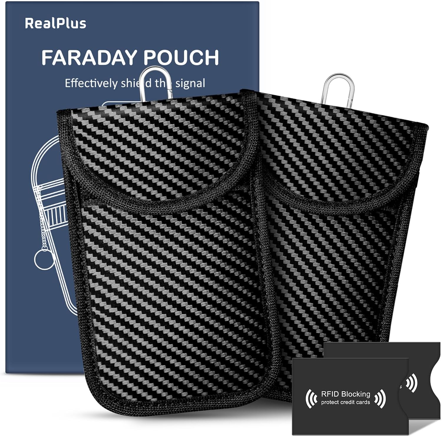 Detalle de RealPlus Keyless Go Schutz Autoschlüssel – 2er-Set, 5.5 x 3.5 in, mit 2 RFID-Schutztaschen