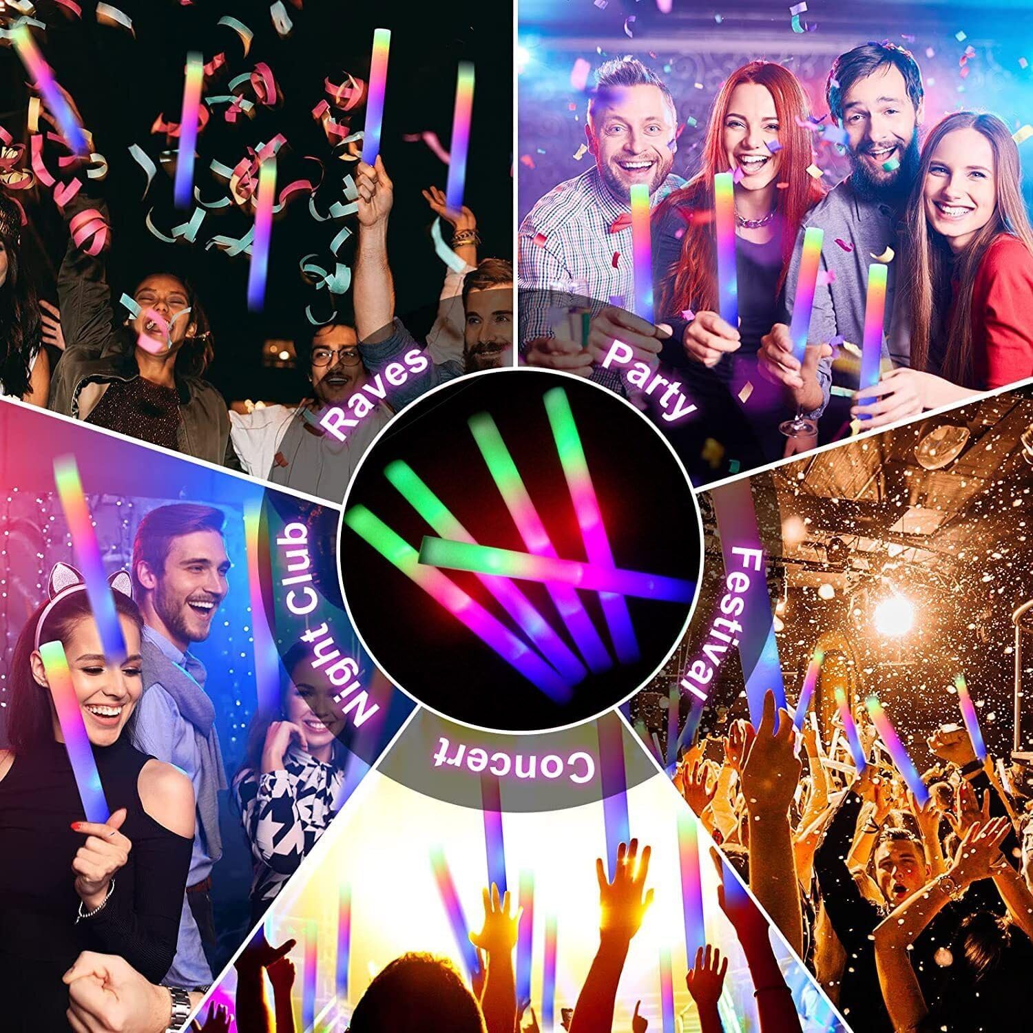 Thumbnail 1 de Easymaidi 56pcs LED foam glow sticks for parties 🎉