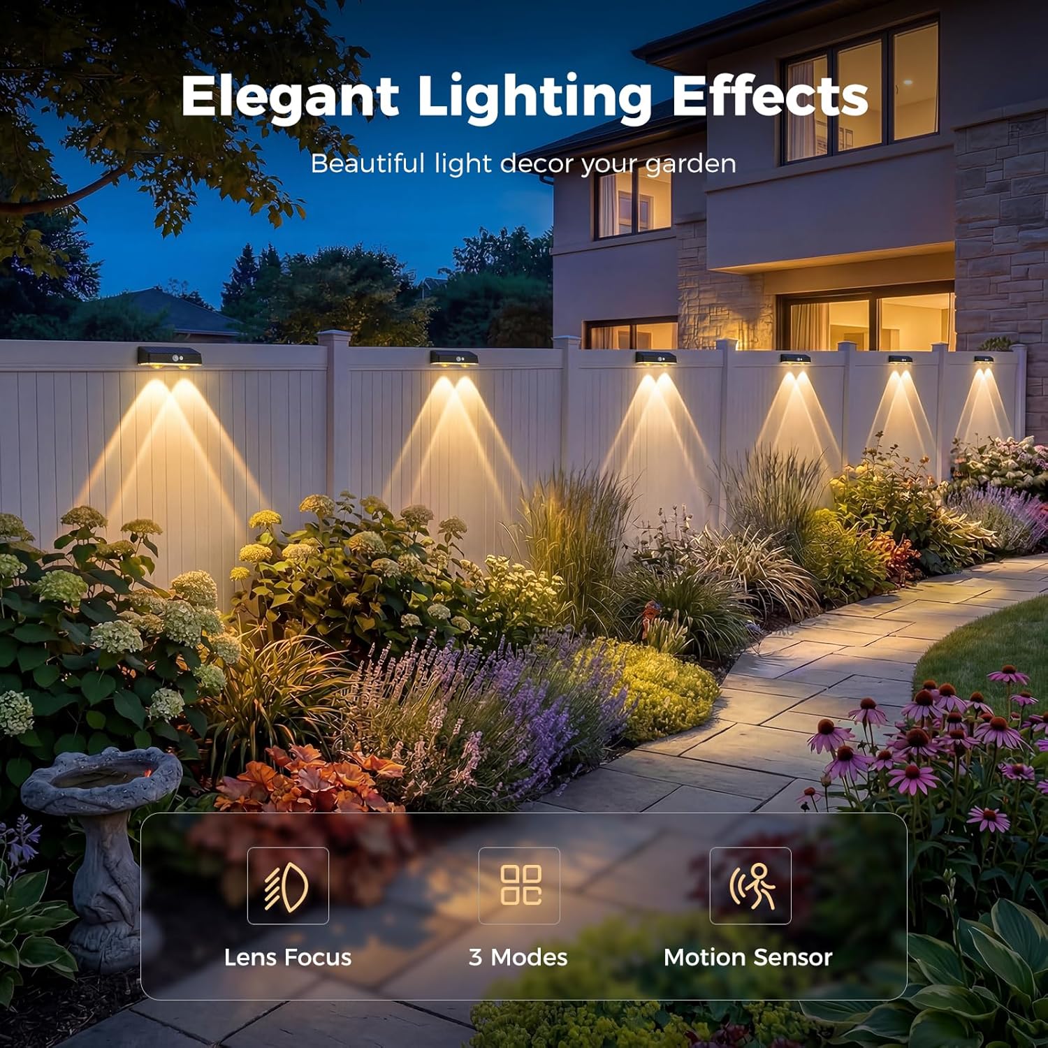 Thumbnail 5 de Kolpop Solar Fence Lights Outdoor Garden (4 Pack) – Solar Motion Sensor Wall Lights with 3 Modes