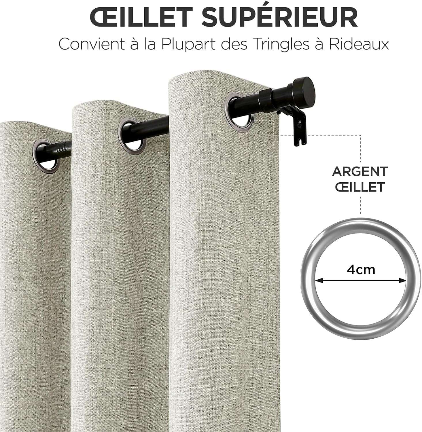 Detalle 1 de Joydeco Rideaux occultants thermiques anti-froid et anti-chaleur 117 x 137 cm (lot de 2) beige clair