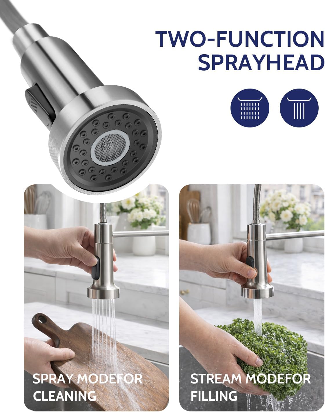 Detalle 2 de LUFEIDRA Kitchen Faucet, Brushed Nickel