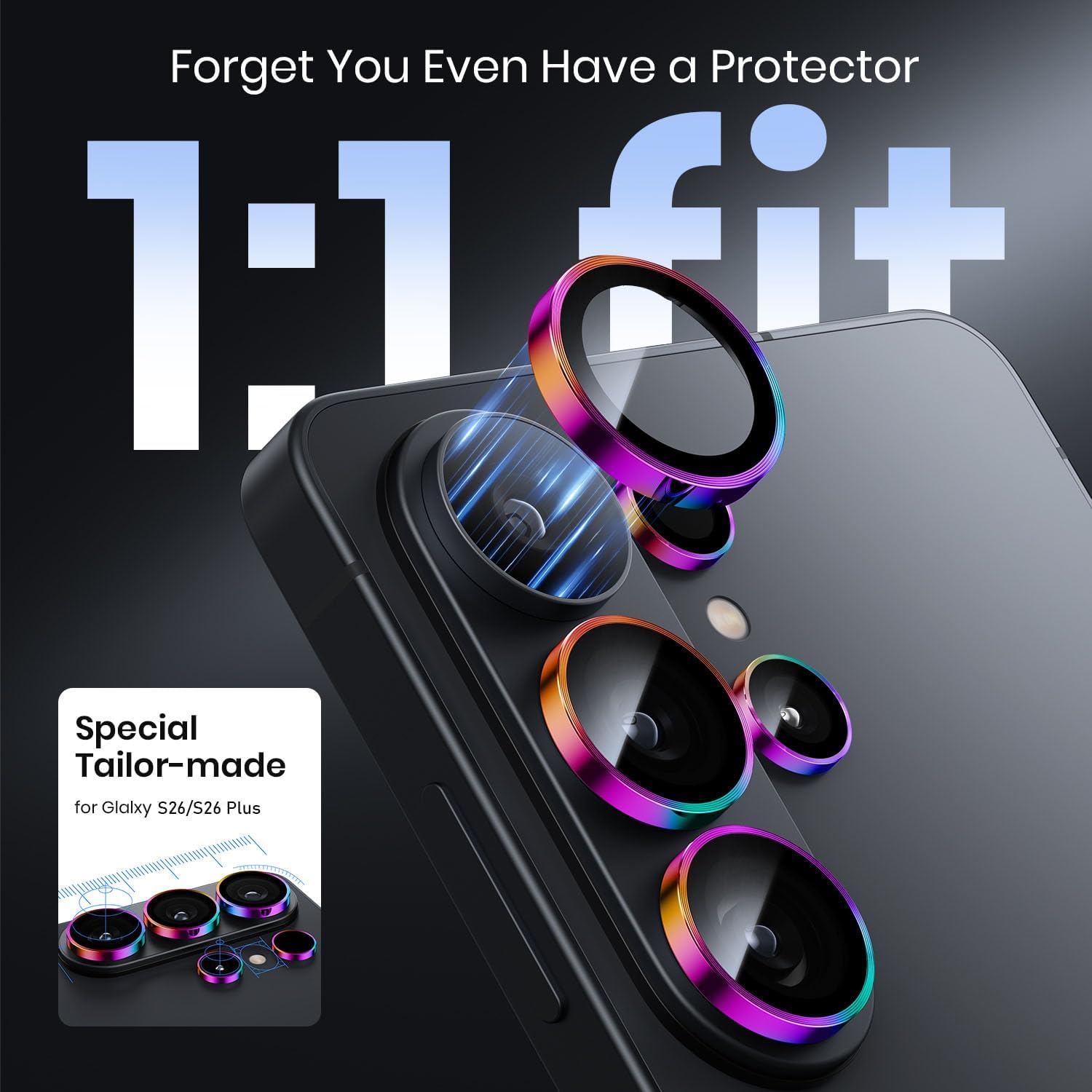 Thumbnail 3 de Hoerrye Camera Lens Protector for Samsung Galaxy S26 / S26 Plus – 9H+ Tempered Glass, 1:1 Invisible Fit