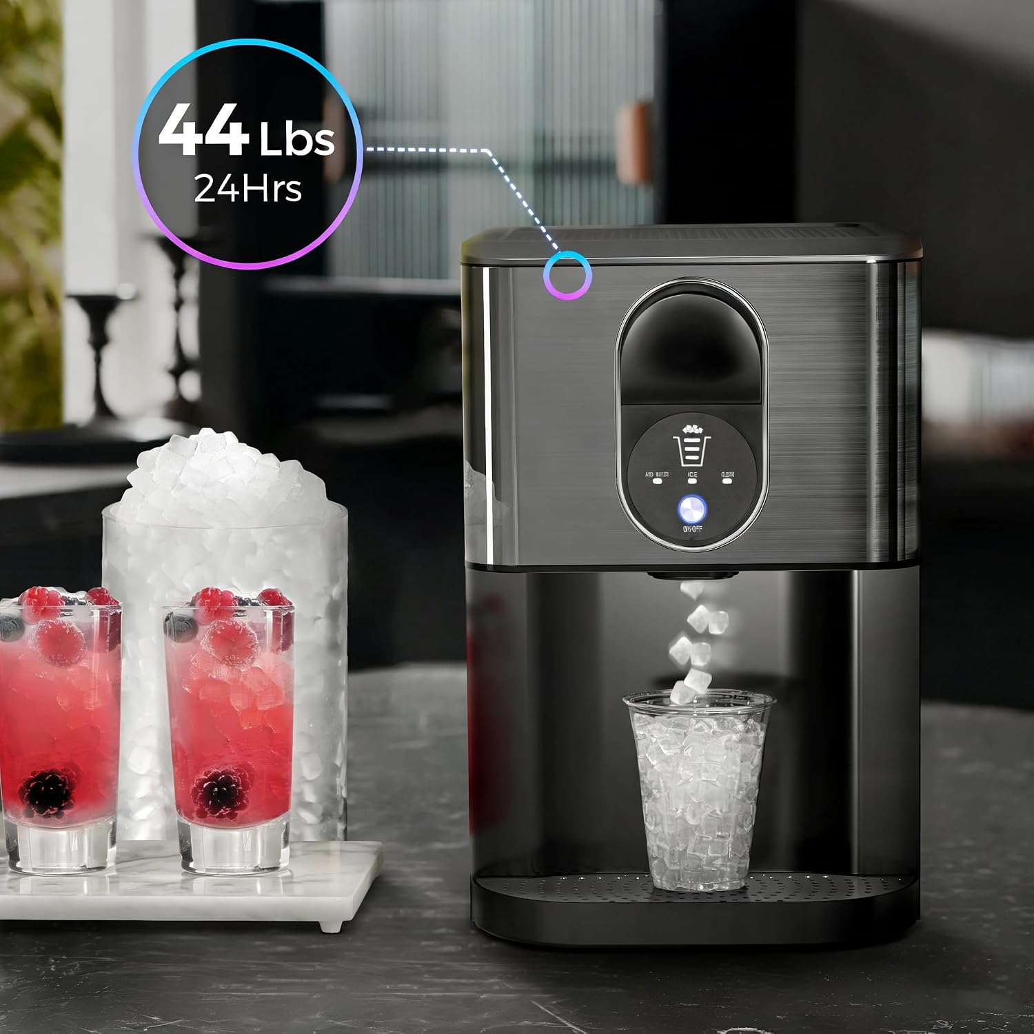 Detalle de Kismile HZB-20DN Countertop Nugget Ice Maker, 44 lb per 24 Hours