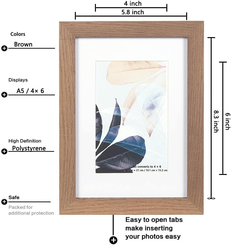 Thumbnail 2 de Scholartree Bilderrahmen A5 – 3er Set, MDF mit Acrylglas, Holzfarbe, 21 x 14,8 cm