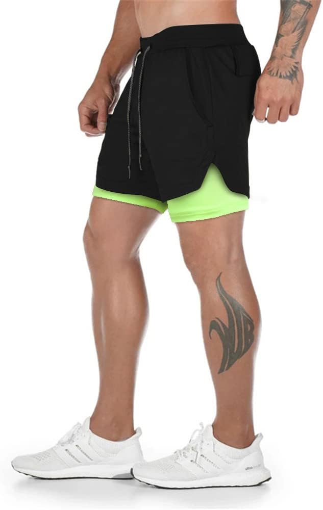 Detalle de Superora Men's Running Gym 2 in 1 Shorts with Pockets: Breathable, Double Layer Training Shorts