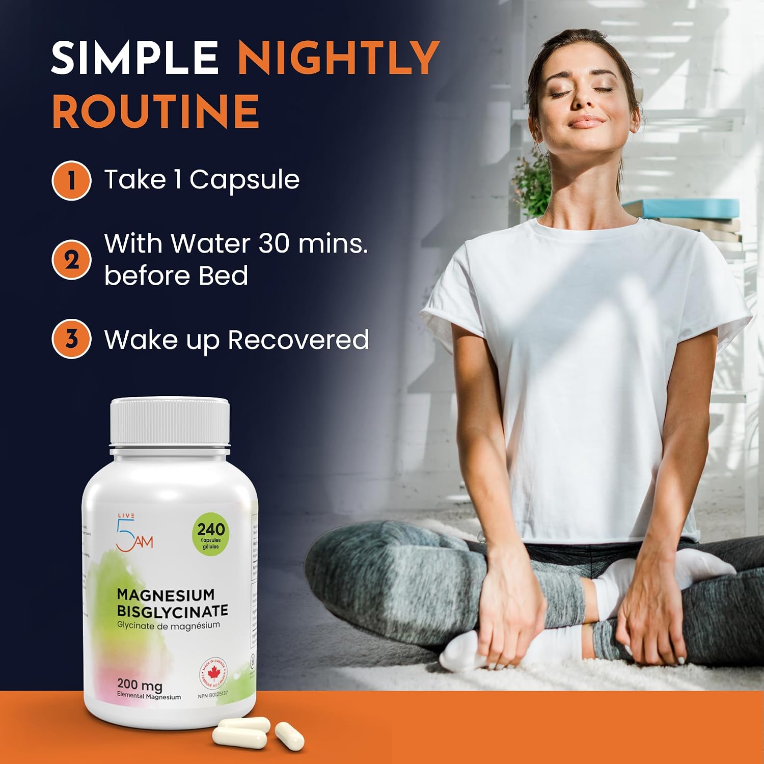 Detalle 1 de Live 5AM MBG-200|240 Magnesium Bisglycinate, 200 mg, 240 Capsules