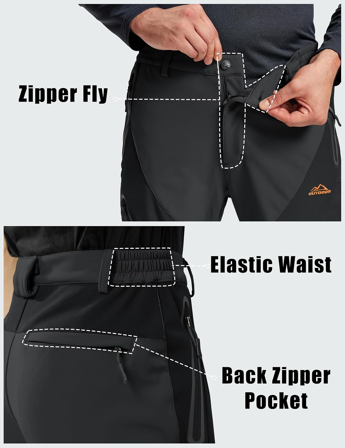 Thumbnail 6 de TACVASEN Men's Fleece-Lined Snow Pants, Waterproof Ripstop, 4 Zipper Pockets