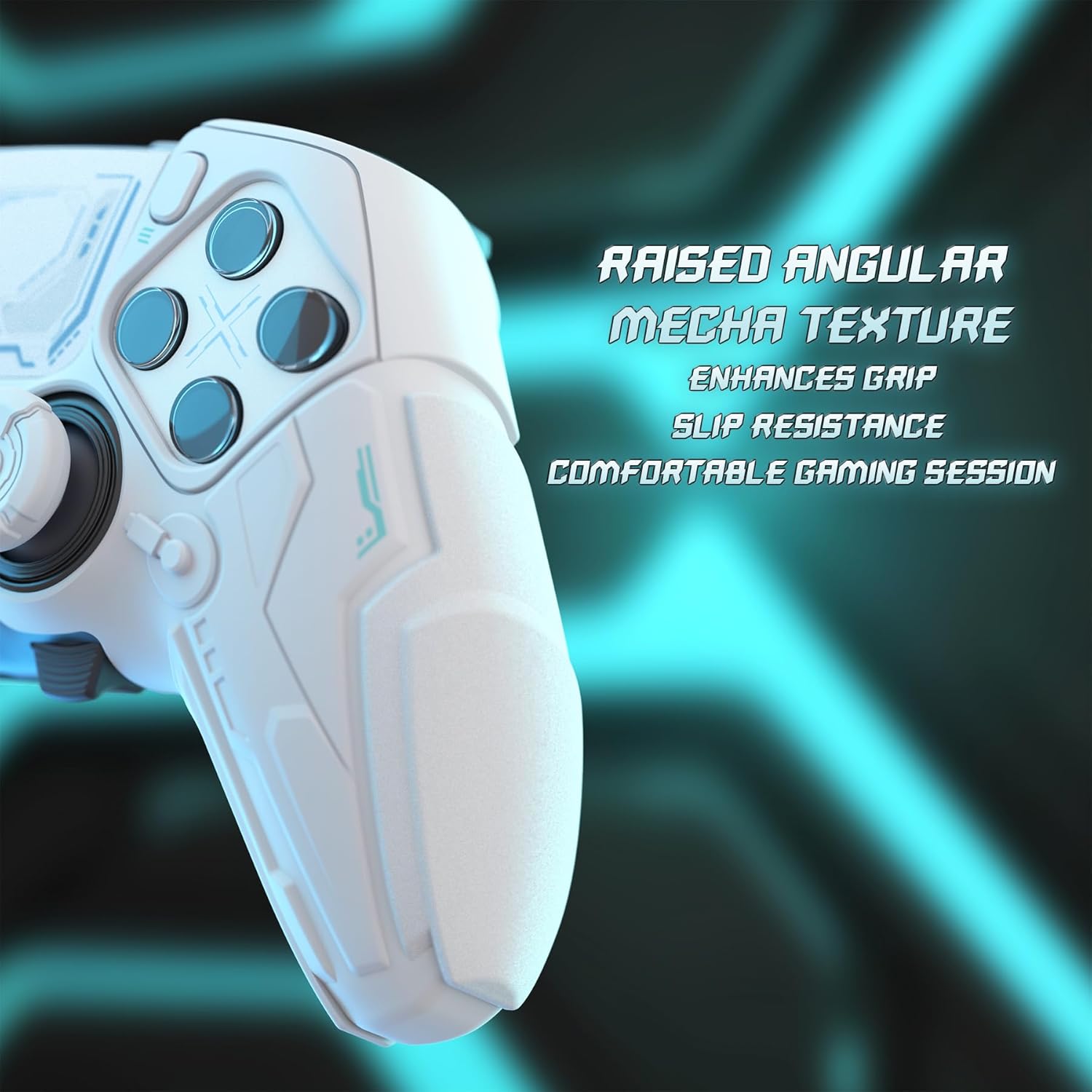 Detalle de PlayVital Silicone Cover for PS5 Edge Controller – Stellar Mecha Anti-Slip Grip