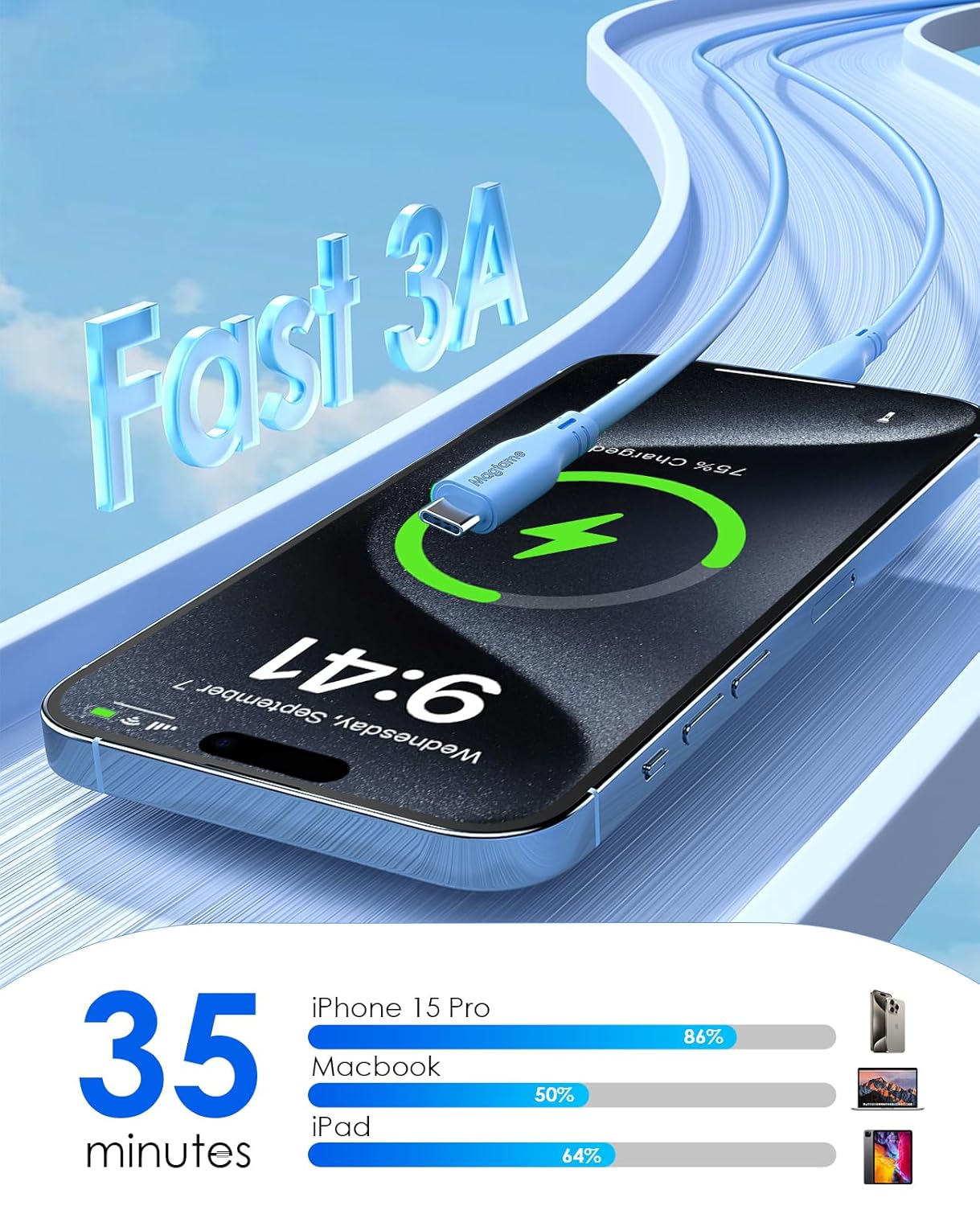 Thumbnail 3 de Cable magnético USB C a USB C de 60 W