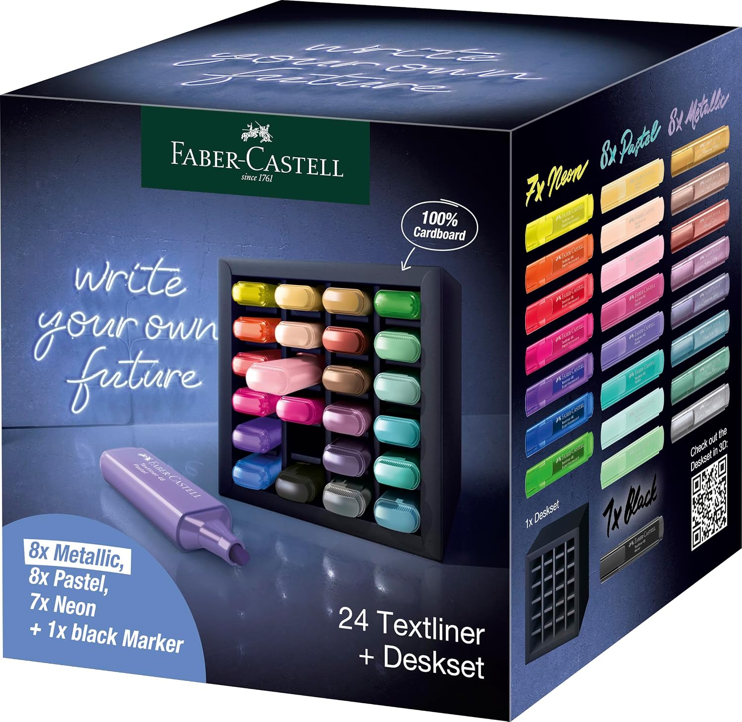 Thumbnail 1 de Faber-Castell 254602: Set di 24 Evidenziatori in Organizer da Scrivania – Pastello, Metallizzati e Neon