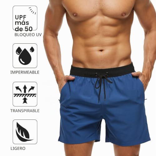 Thumbnail 4 de Aisprts Bañador Hombre con Bolsillos y Cremallera – Shorts de Playa de Secado Rápido