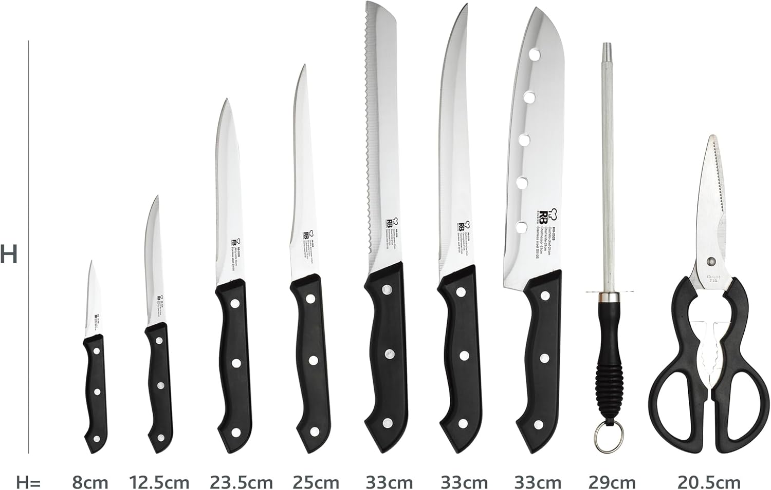 Detalle 2 de Renberg Tenessy 🗡️ Set de Cuchillos de Cocina 15 Piezas
