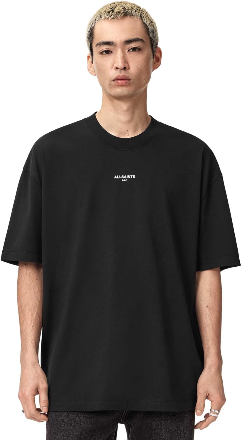 Detalle de Allsaints Mikro SS Crew T-Shirt Uomo — T-Shirt oversize a manica corta con girocollo
