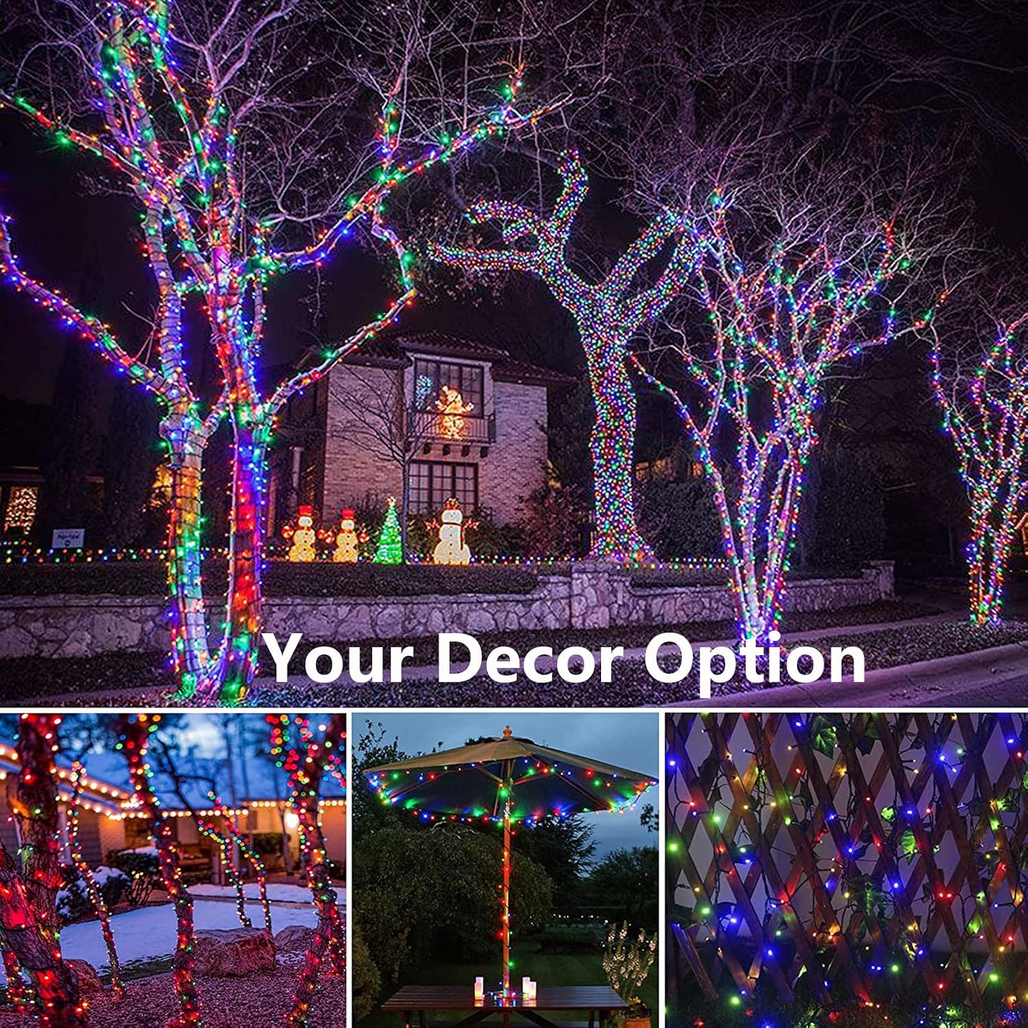 Detalle de Joomer 88-B200-003 Battery Christmas String Lights, 66 ft, 200 LEDs, 8 Modes