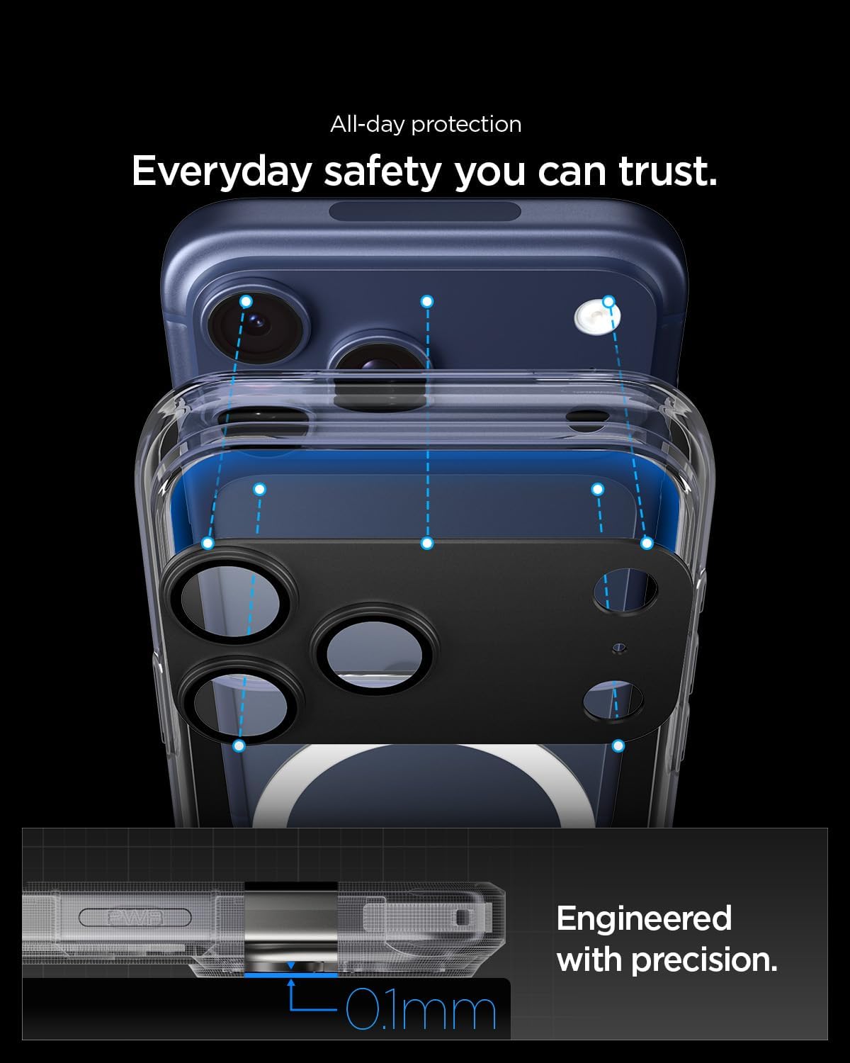 Thumbnail 2 de Protection caméra Spigen Glas.tR EZ Fit Optik Pro XL pour iPhone 17 Pro — verre trempé 9H (kit d’installation)