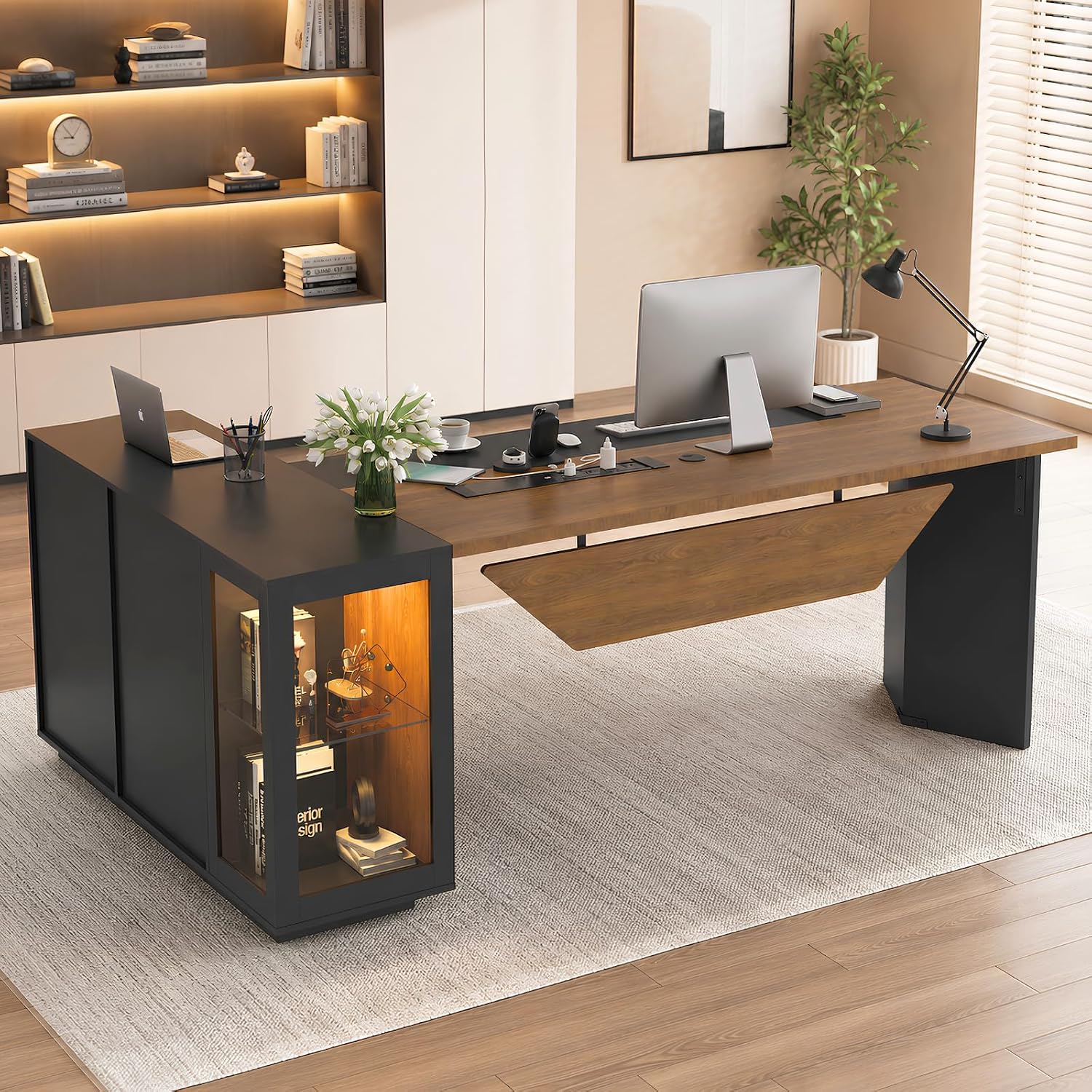 Detalle de L-Shaped Executive Desk, 74.4-inch