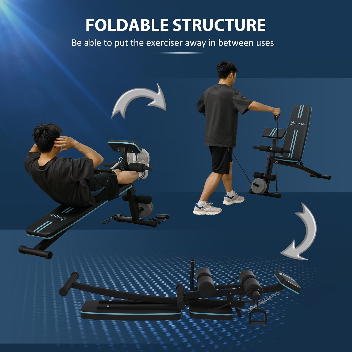 Detalle 2 de Soozier A91-062V00BU Adjustable Weight Bench, Foldable with 7 Incline Positions