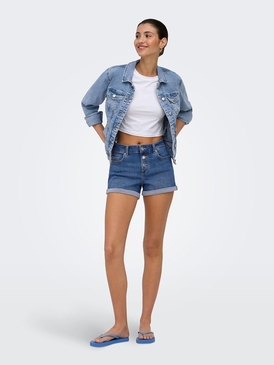 Detalle 2 de ONLY Damen Jeansjacke ONLWONDER – Longsleeve mit Stretch-Anteil