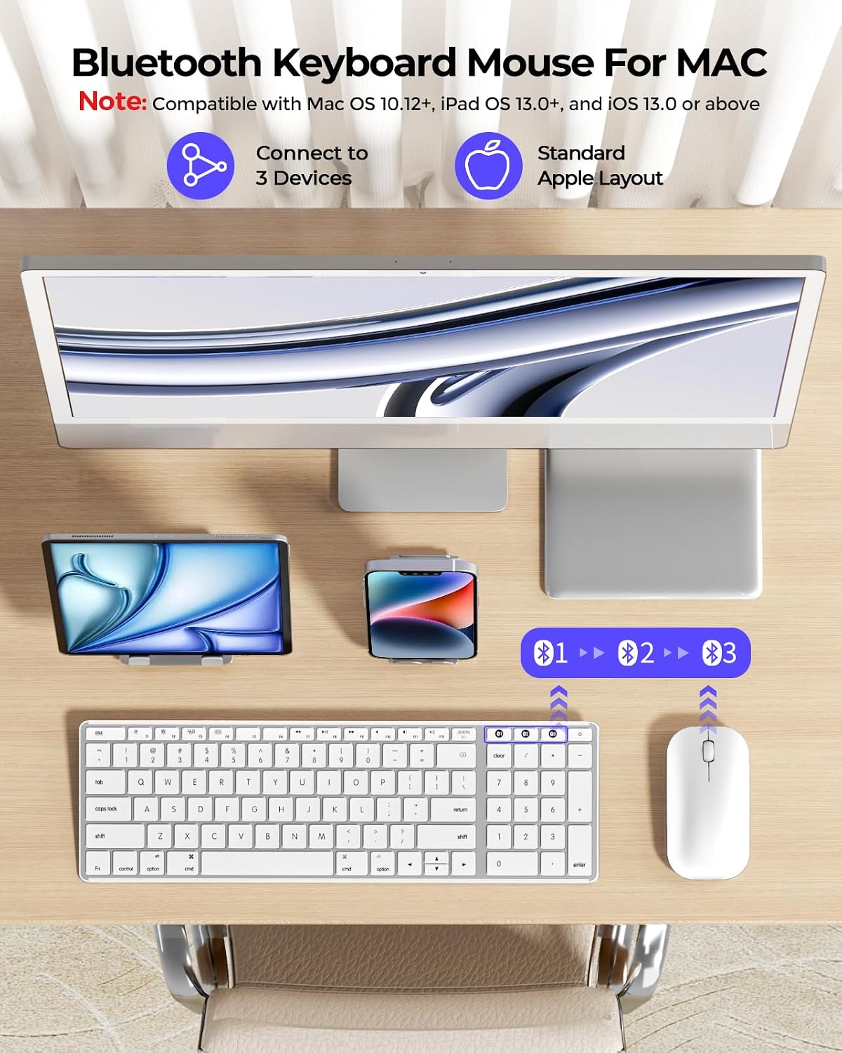 Detalle 2 de seenda SKM64-2 Bluetooth keyboard and mouse 200h