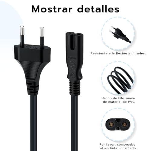 Thumbnail 4 de Mcbazel Cable de alimentación C7 de 3 m con enchufe europeo y PVC flexible