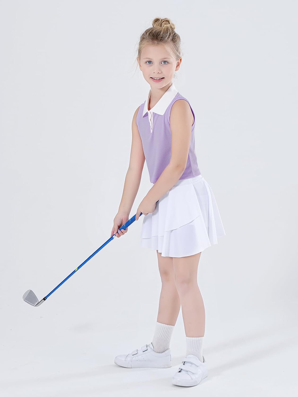 Detalle de Bezioner Girls Polo Sleeveless Tennis T-Shirts: Classic Collared Golf Tank Tops for Gym, Running and Play