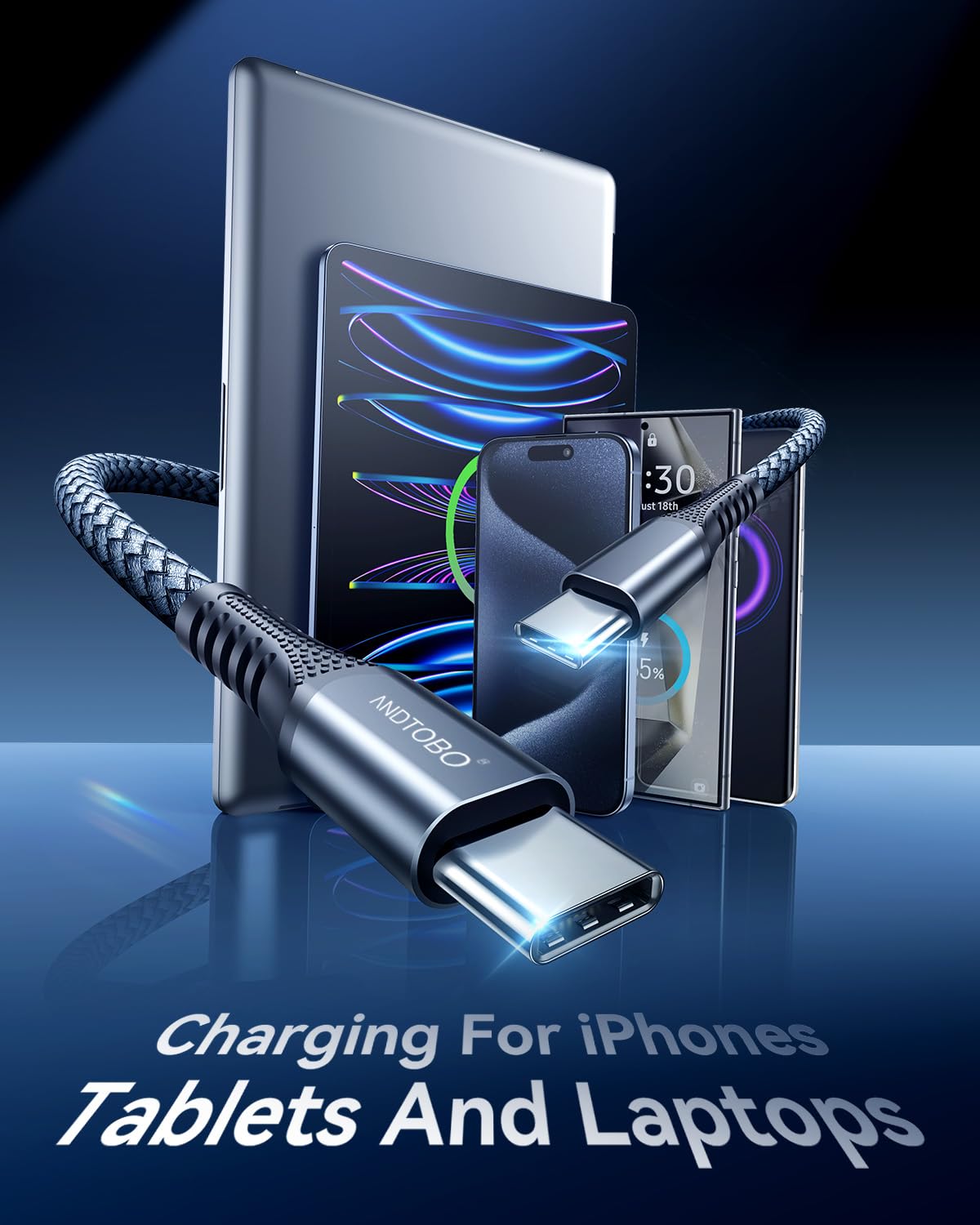 Detalle de CABLE USB C a C 2M 60W PD 3.0 - Carga Rápida 🔌