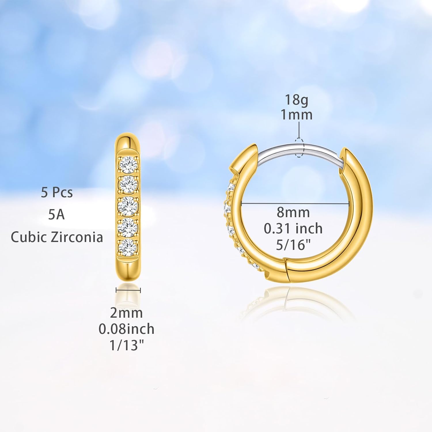 Thumbnail 2 de Limerencia F136 Titan Creolen Ohrringe – 6–12 mm, G23 Titan, hypoallergen, Knorpelpiercing für empfindliche Ohren