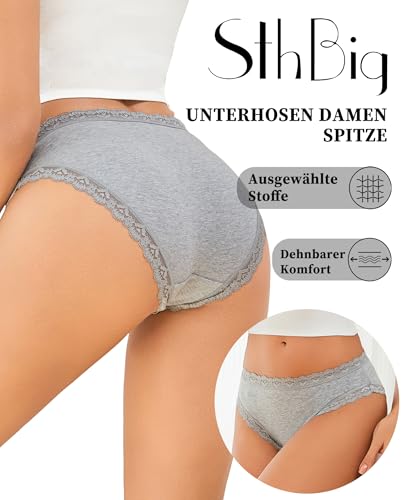 Detalle 2 de Sth Big Culotte Femme Coton avec Dentelle – Lot de 6, Confort et Élégance au Quotidien