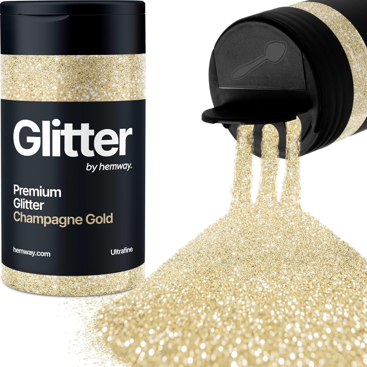Detalle de Champagne Gold Glitter Shaker (130g) – Ultrafine Metallic Flake for Resin, Epoxy, Nails & Crafts