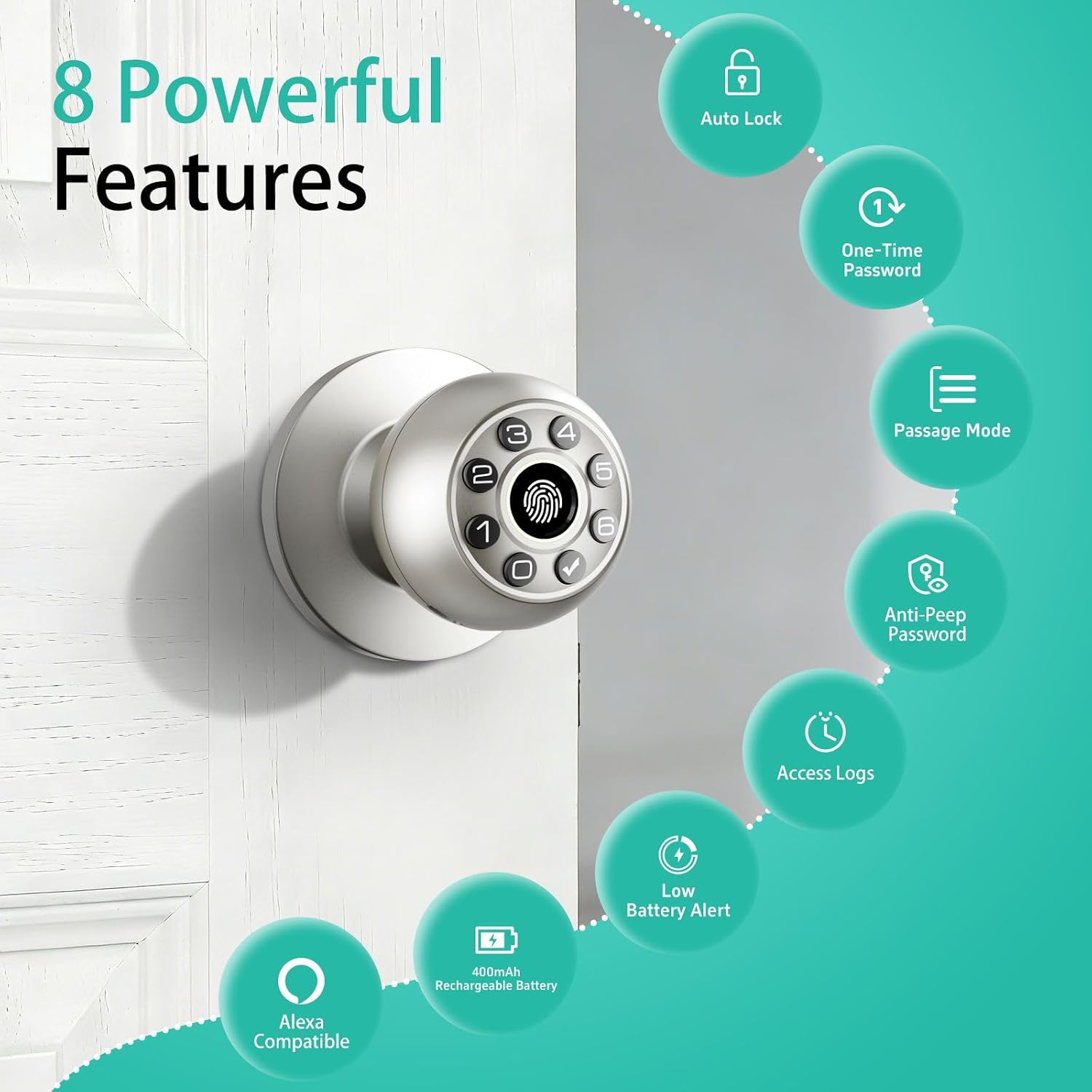 Detalle 2 de Fingerprint Door Lock with Keypad