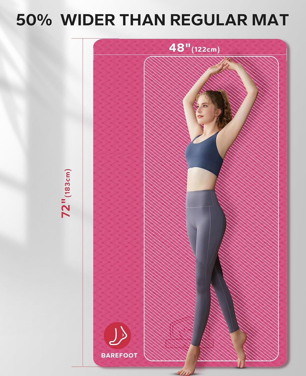 Thumbnail 1 de HAPBEAR Extra Large Yoga Mat, 72" x 48", 6 mm TPE, Double-Sided Grip