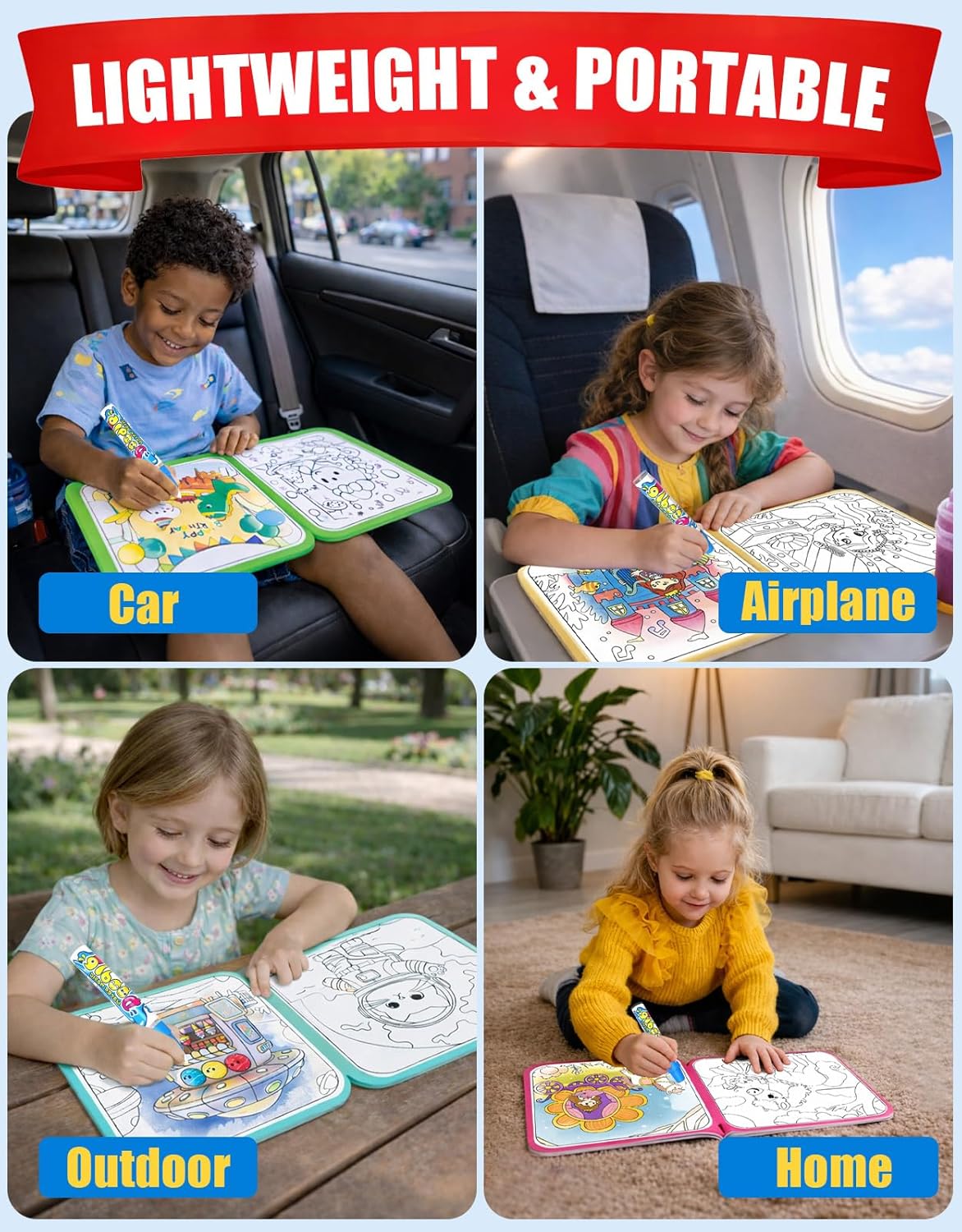 Thumbnail 6 de Reusable 10 Pages Mermaid Water Painting Book for Toddlers (Ages 1-3): Mess-Free, Travel-Friendly