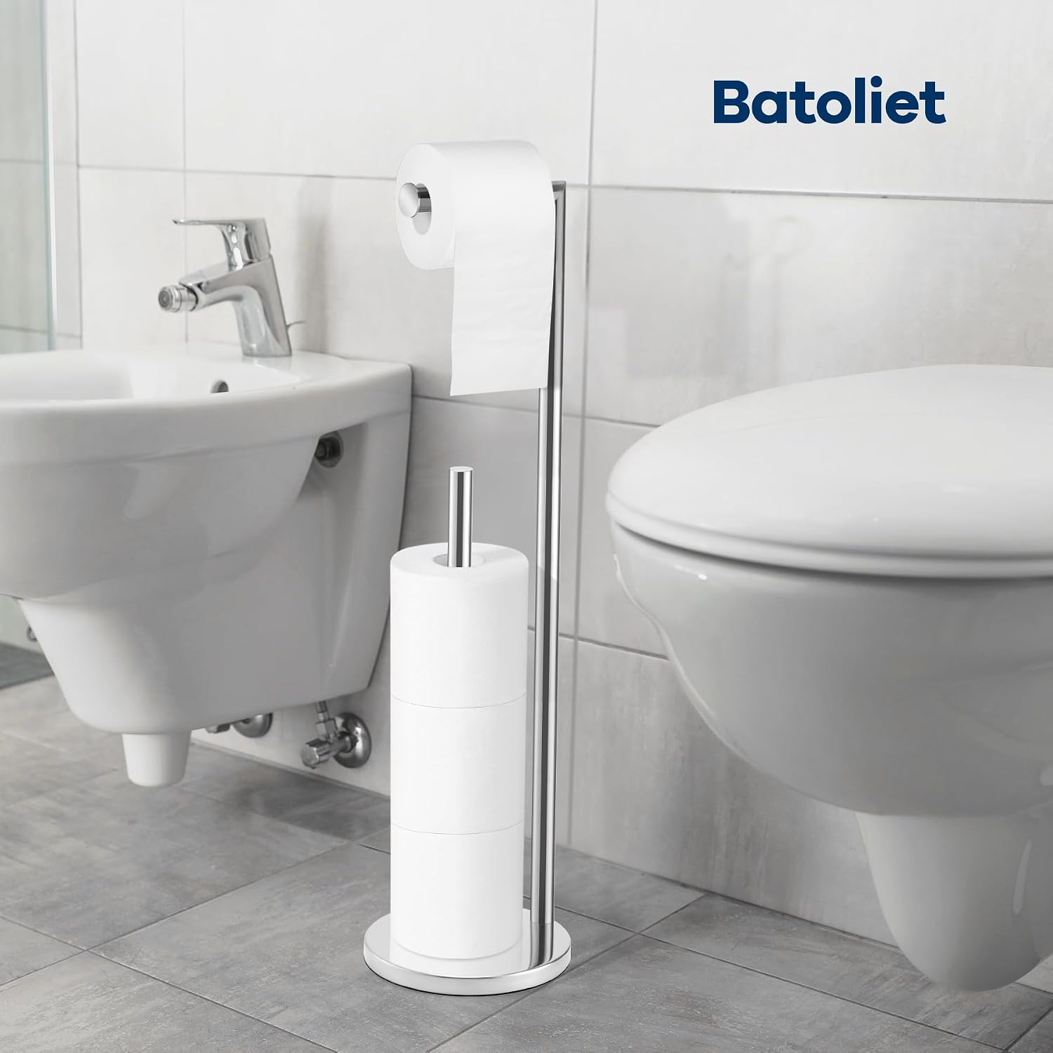 Thumbnail 4 de Batoliet 025 Free-Standing Toilet Paper Holder, Chrome, 4-Roll Storage