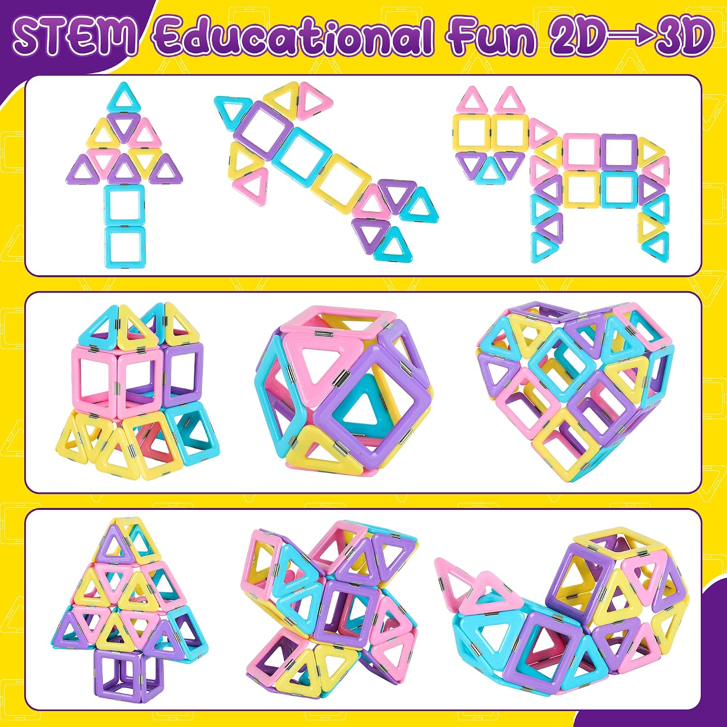 Detalle 2 de MilliGlee Magnetic Building Blocks 48PCS magnetic tiles 🧩