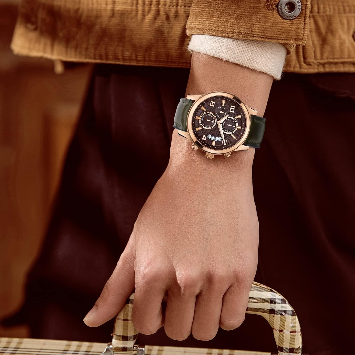 Thumbnail 4 de BINLUN leather and silicone hybrid watch strap (oil-waxed leather) with pin buckle
