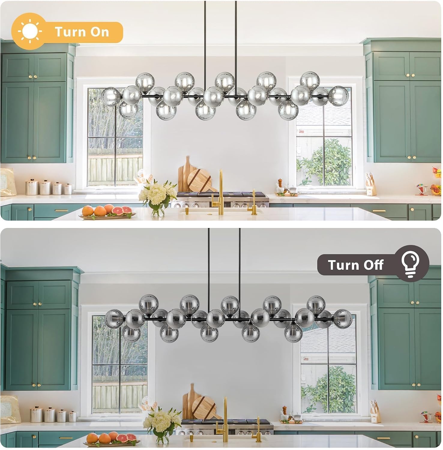 Detalle 1 de Modern linear chandelier, 70-inch