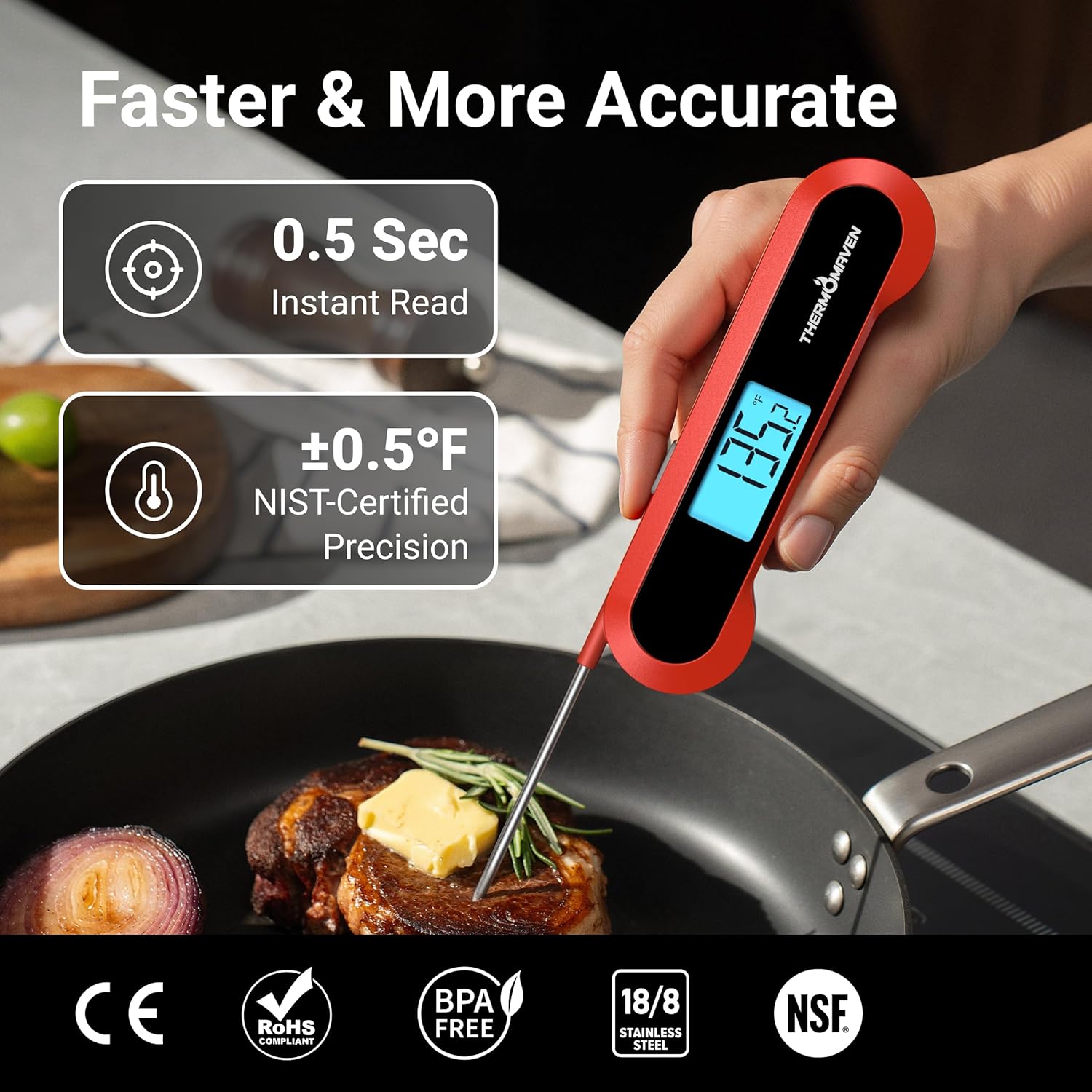 Detalle 2 de Professional 0.5 Sec Instant Read Thermometer 🍖