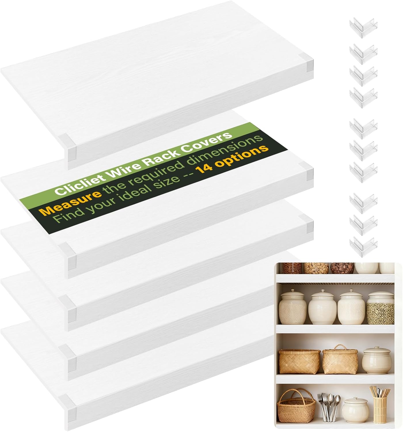 Wire Rack Covers for Shelves (26×12 in) – White PVC Moisture-Durable Liner, Easy to Cut & Install (5 Pack)