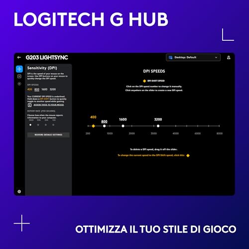 Detalle de Logitech G G203 LIGHTSYNC Mouse Gaming con Illuminazione RGB - Bianco