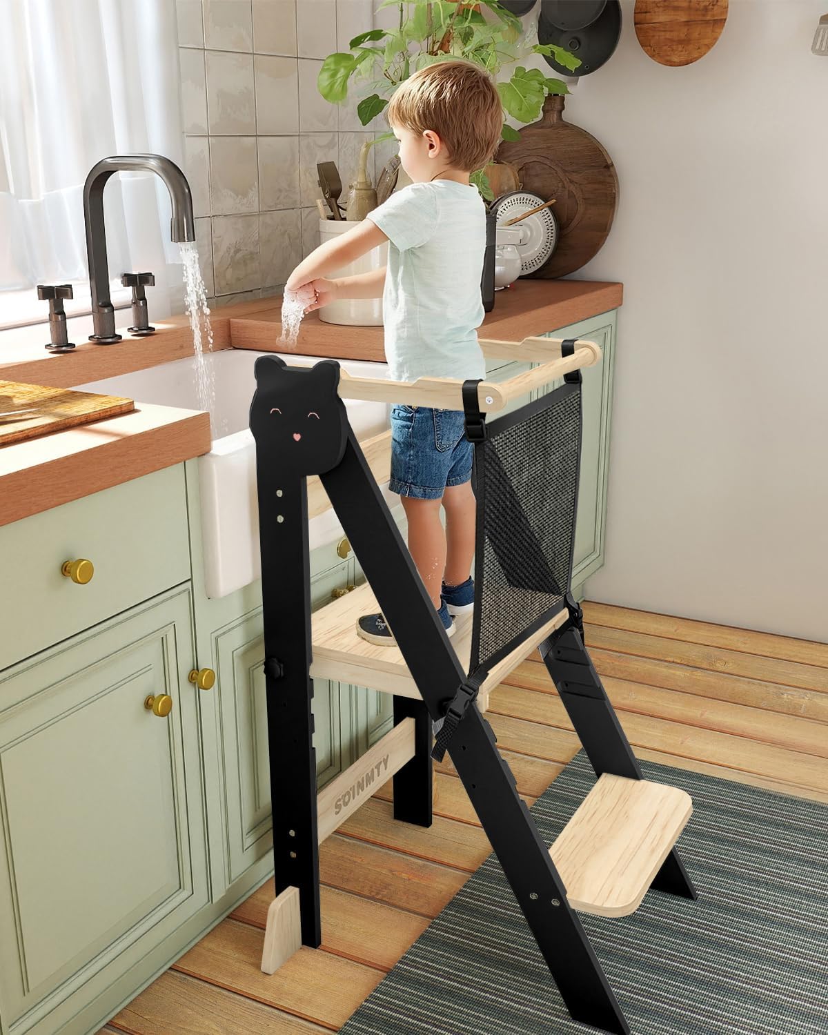 Thumbnail 2 de SOINMTY WJ03003-BK Foldable Toddler Tower, Black, 3 Adjustable Heights