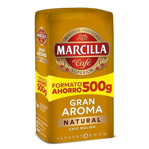 Detalle de Marcilla Café Molido Natural 500 g – Intensidad 8 para cafetera italiana, filtro o pistón