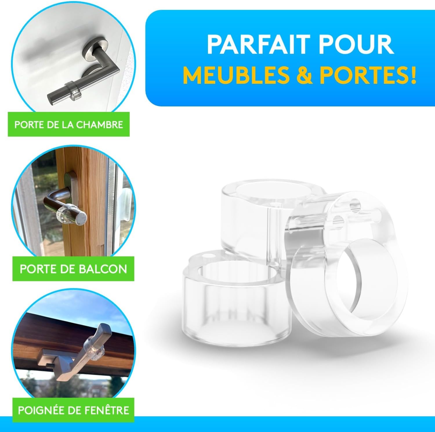 Thumbnail 4 de SilverRackÂź Lot de 6 butoirs de porte transparents đ