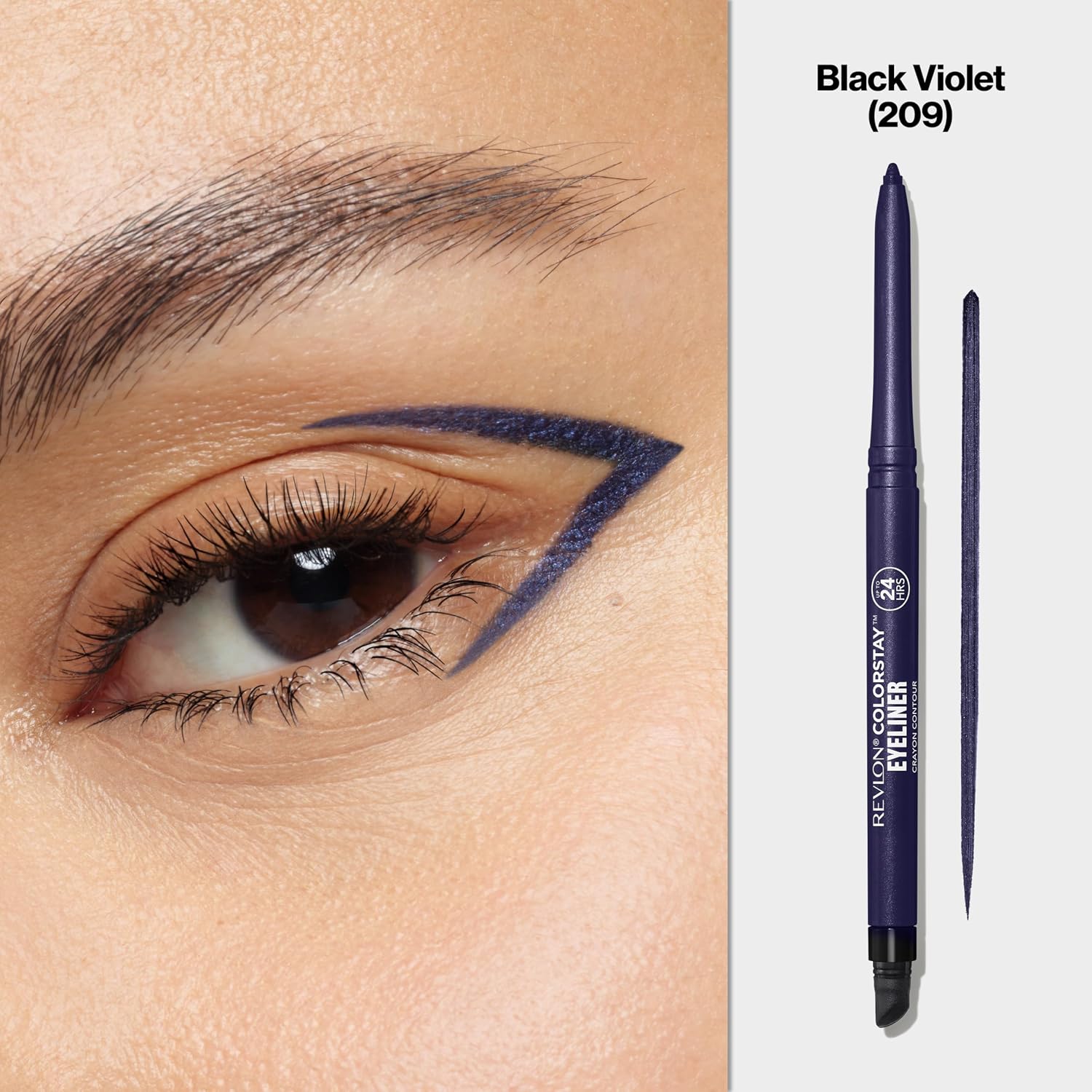 Detalle 2 de REVLON ColorStay Waterproof Eyeliner Pencil, 209 Black Violet, Built-In Sharpener