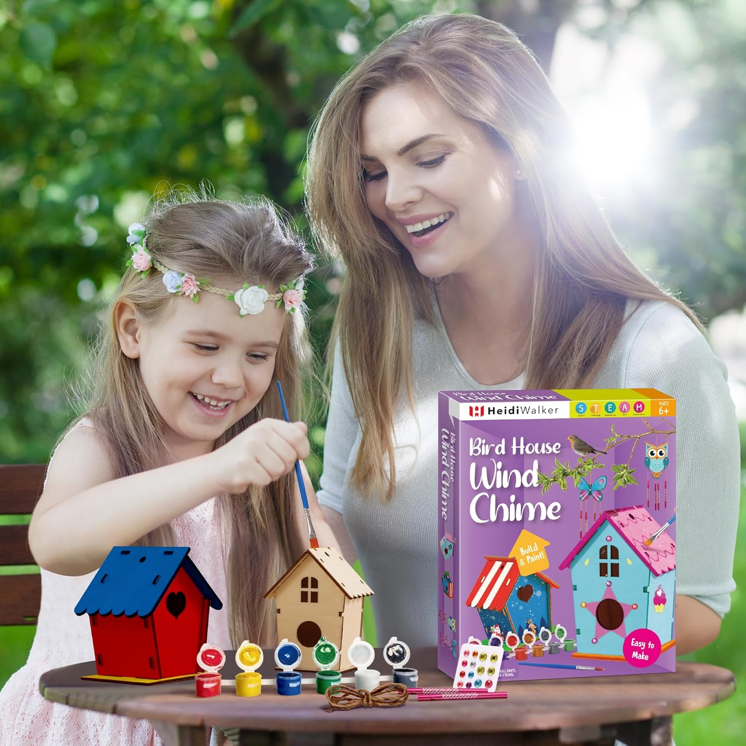 Thumbnail 3 de Byncceh Activité Manuelle Enfant – Kit Bois 2 Maisons d’Oiseaux à peindre