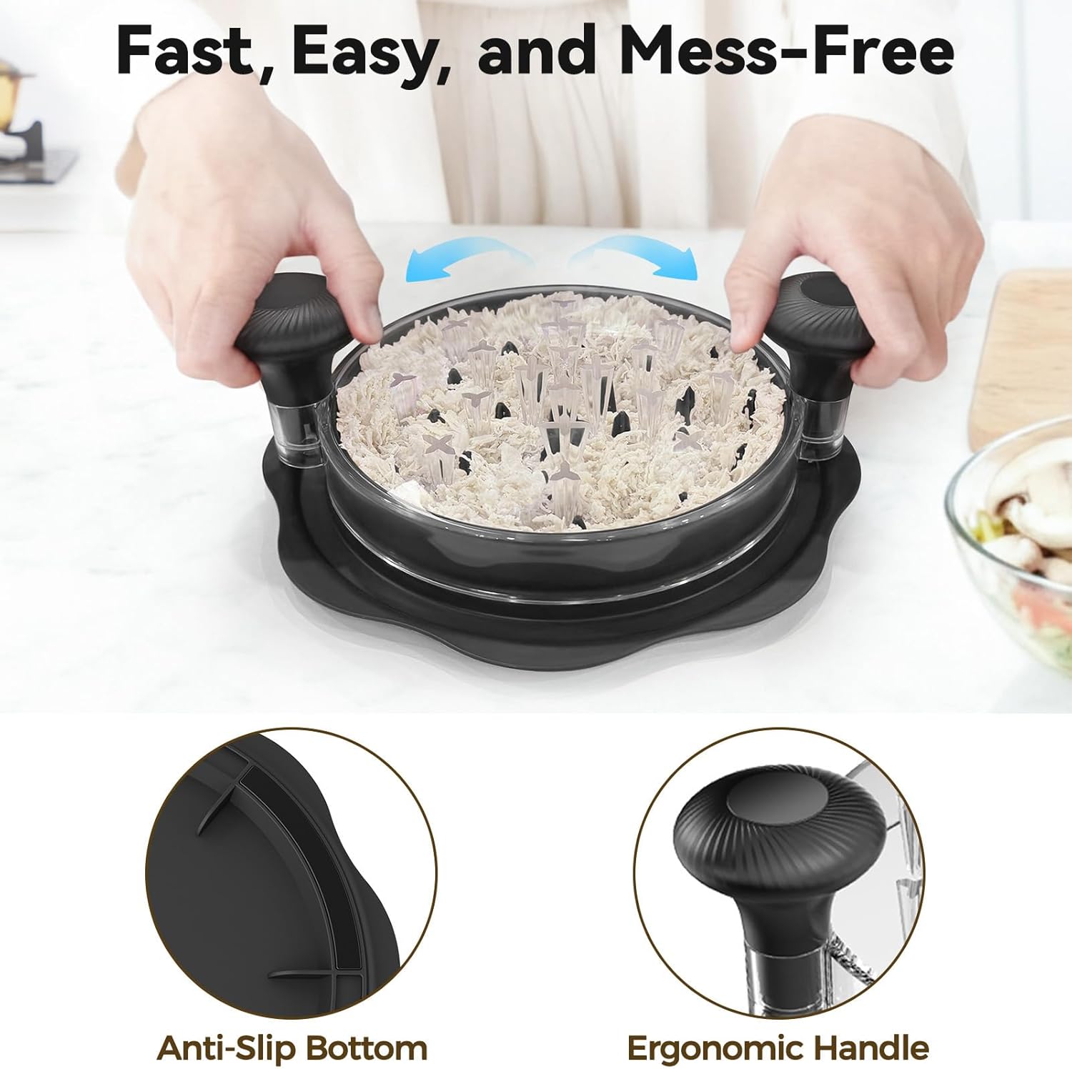 Thumbnail 3 de Ukeetap 10" Pro Chicken Shredder Tool Twist Large: BPA-Free, Non-Slip Kitchen Helper