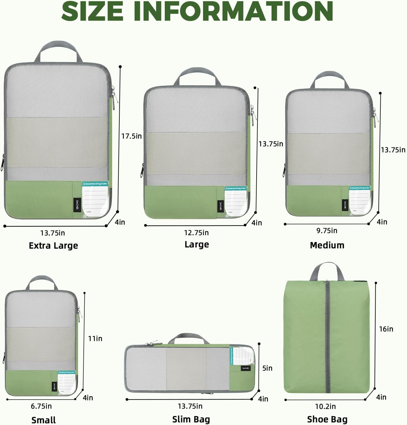 Detalle de BAGAIL Compression Packing Cubes 6-Piece Set