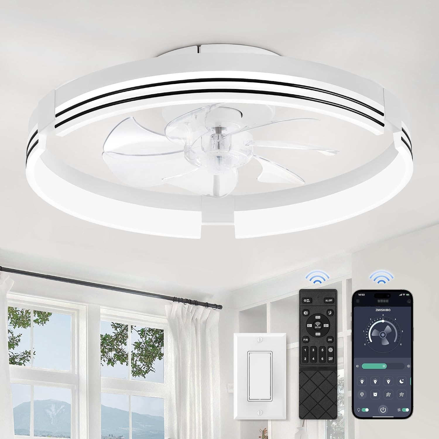 Detalle de ZMISHIBO low-profile ceiling fan 20-inch