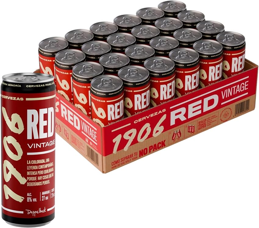 Detalle de 1906 Red Vintage - Cerveza Lager Extra, Pack de 24 Latas 🍺