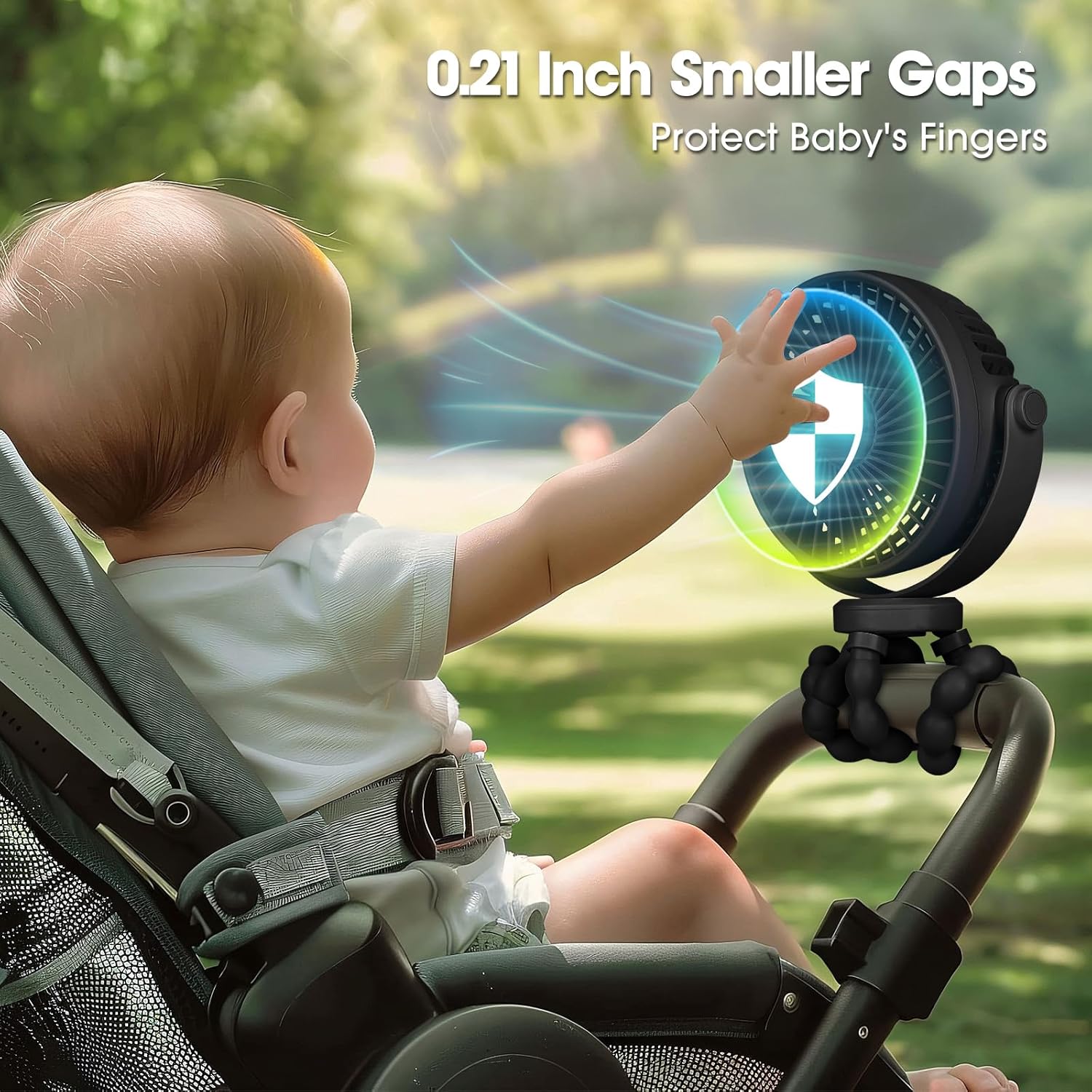 Thumbnail 1 de POPERFUN Portable Pram Fan – Rechargeable Clip-On Stroller Fan with 360° Rotation