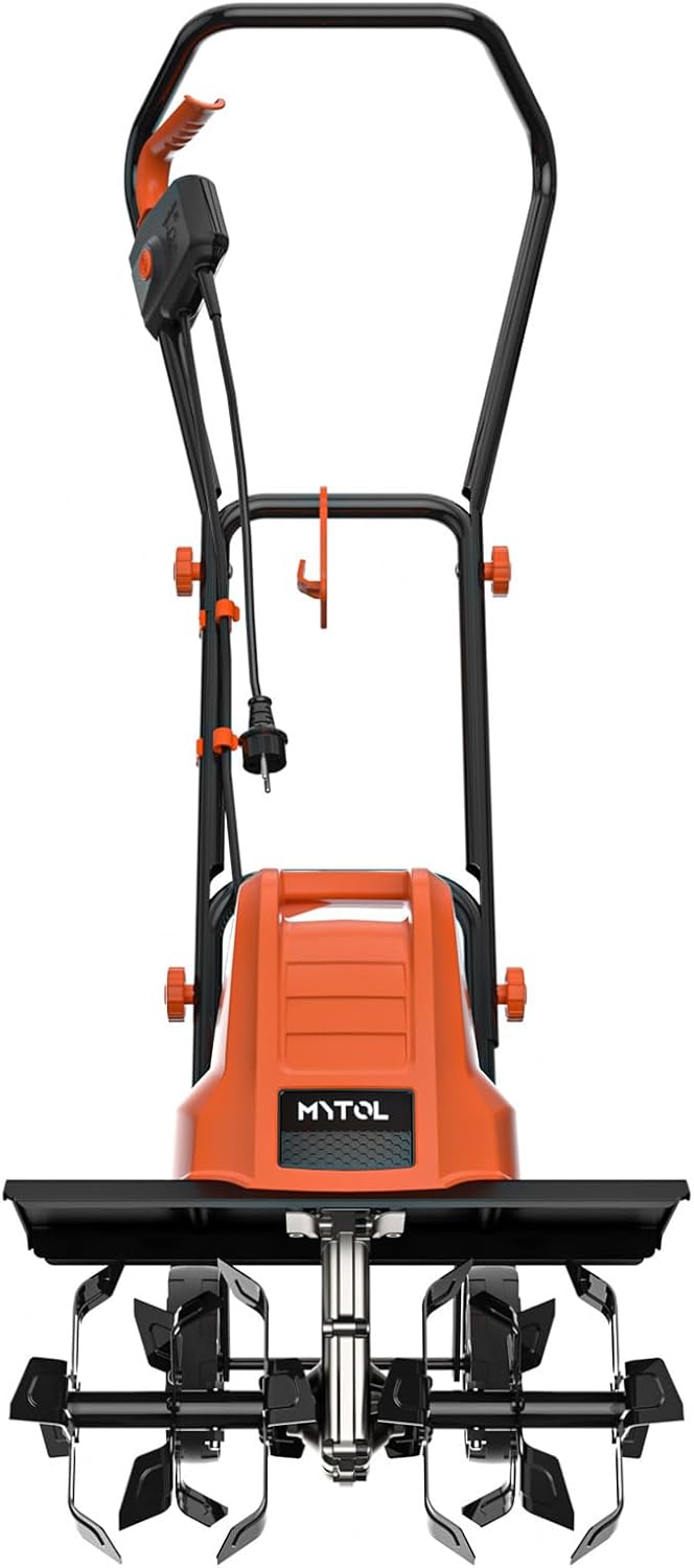Detalle de MYTOL Motozappa 1500W – 45 cm di Lavoro, 6×4 Denti in Acciaio, Manico Pieghevole
